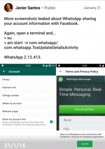 Javier Santos WhatsApp shares with Facebook